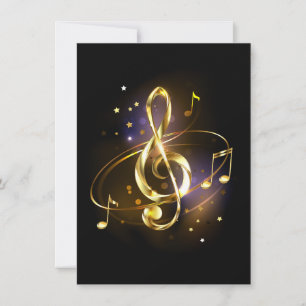 Gold Treble Clef Music Note Card