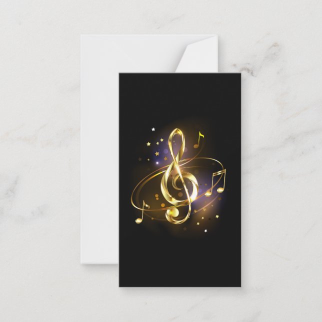 Gold Treble Clef Music Note Card (Front)