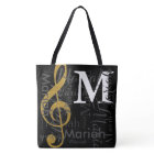 Gold treble clef music note monogram with name