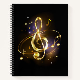 Gold Treble Clef Music Notebook