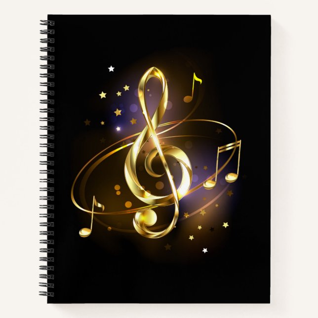 Gold Treble Clef Music Notebook (Front)