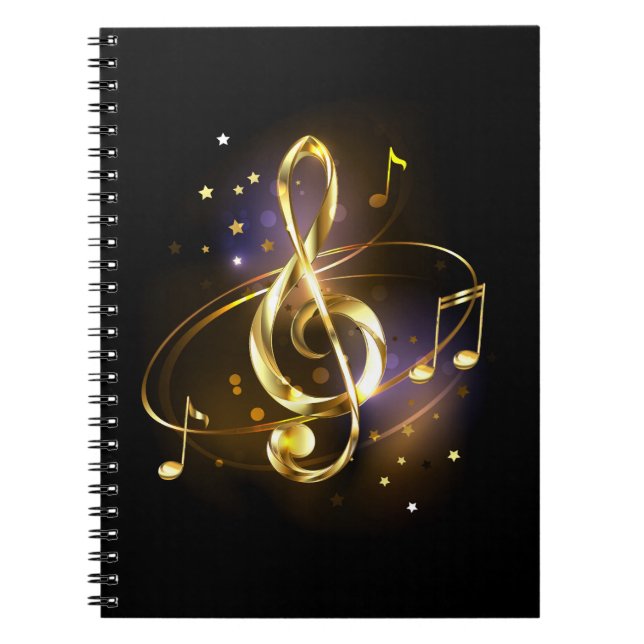 Gold Treble Clef Music Notebook (Front)