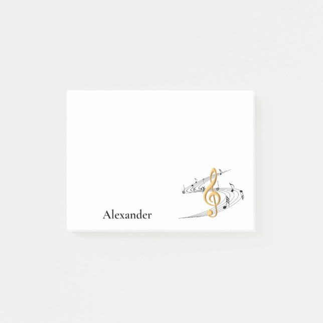 Gold Treble Clef Music Notes Personalized (Front)
