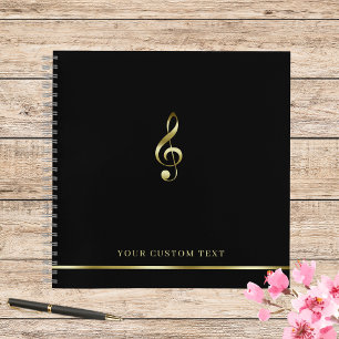 Gold Treble Clef Music Office Teacher Elegant  Notebook