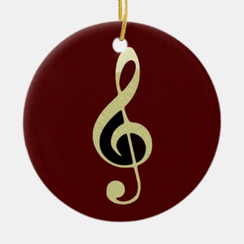 Gold Treble Clef Music Ornament