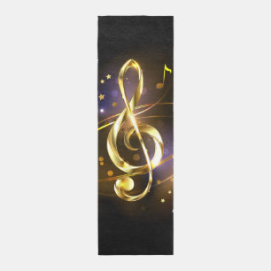 Gold Treble Clef Music Outdoor Rug