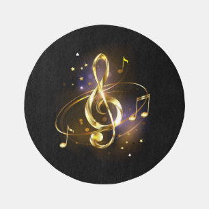 Gold Treble Clef Music Outdoor Rug