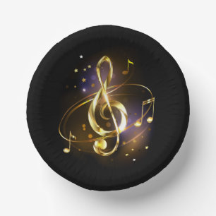 Gold Treble Clef Music Paper Bowls