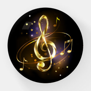 Gold Treble Clef Music Paperweight