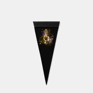 Gold Treble Clef Music Pennant Flag