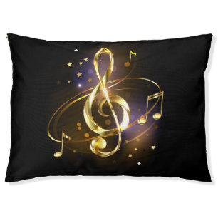 Gold Treble Clef Music Pet Bed