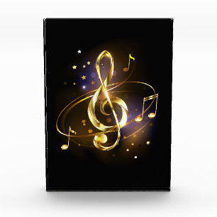 Gold Treble Clef Music Photo Block