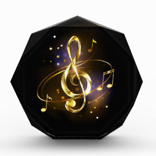 Gold Treble Clef Music Photo Block