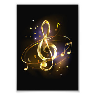 Gold Treble Clef Music Photo Print