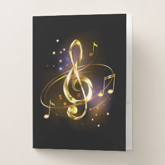 Gold Treble Clef Music Pocket Folder