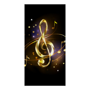 Gold Treble Clef Music Poster