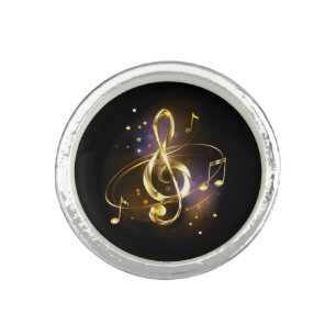 Gold Treble Clef Music Ring