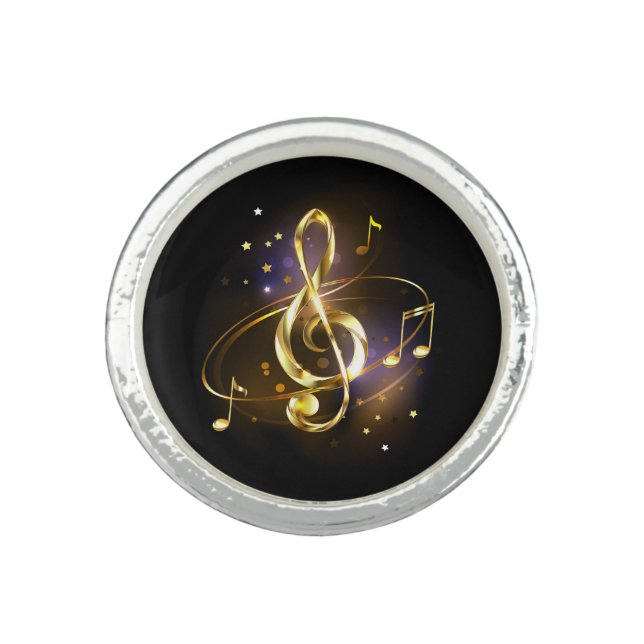 Gold Treble Clef Music Ring (Front)