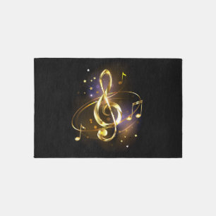 Gold Treble Clef Music Rug