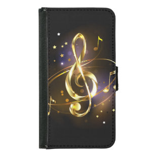 Gold Treble Clef Music Samsung Galaxy S5 Wallet Case
