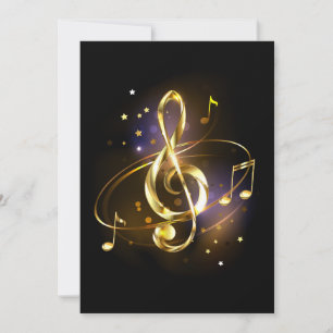 Gold Treble Clef Music Save The Date