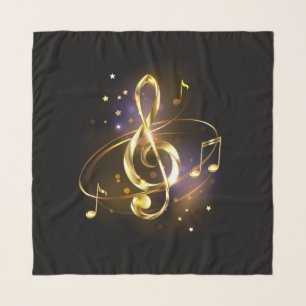 Gold Treble Clef Music Scarf