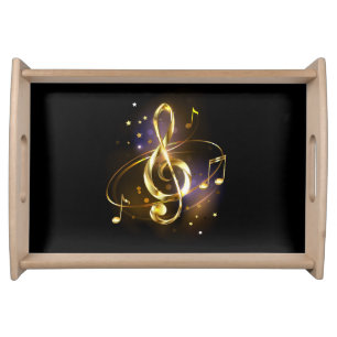 Gold Treble Clef Music Serving Tray