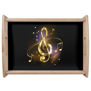 Gold Treble Clef Music Serving Tray