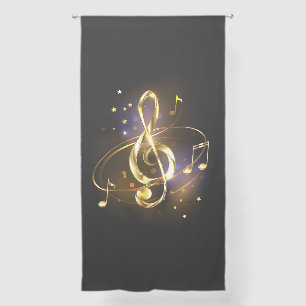 Gold Treble Clef Music Sheer Curtains