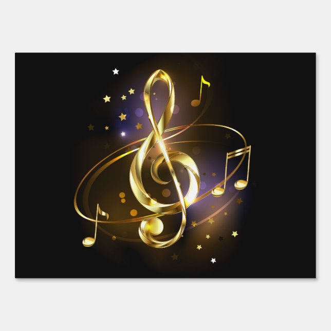 Gold Treble Clef Music Sign (Front)