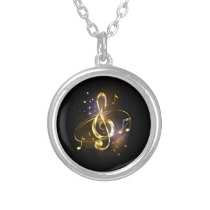 Gold Treble Clef Music Silver Plated Necklace