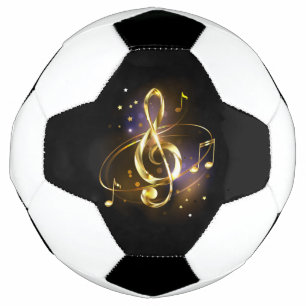 Gold Treble Clef Music Soccer Ball