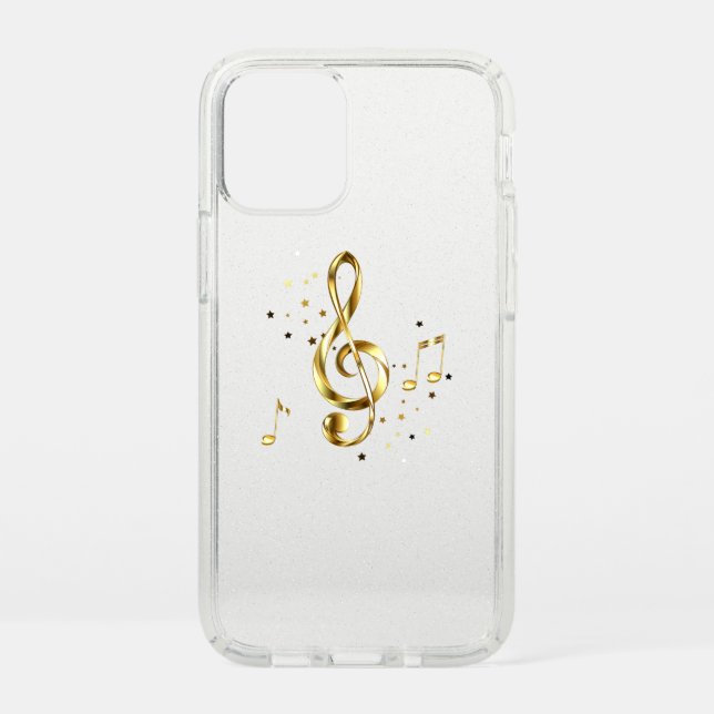 Gold Treble Clef Music Speck iPhone 12 Mini Case (Front)