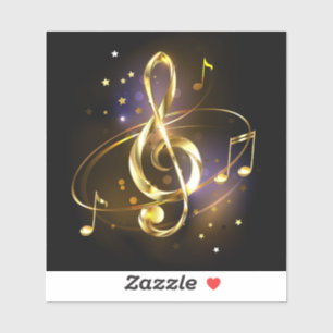 Gold Treble Clef Music Sticker