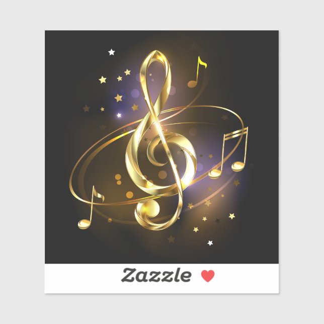 Gold Treble Clef Music Sticker (Sheet)