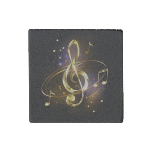 Gold Treble Clef Music Stone Magnet