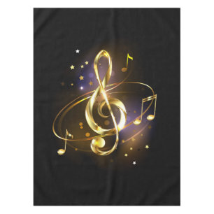 Gold Treble Clef Music Tablecloth