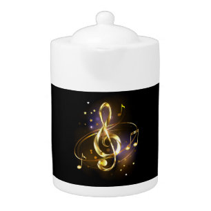 Gold Treble Clef Music Teapot