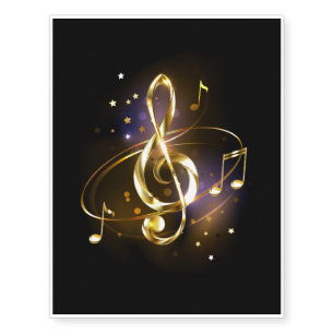 Gold Treble Clef Music Temporary Tattoos