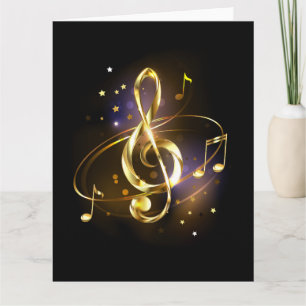 Gold Treble Clef Music Thank You Card