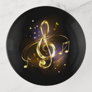 Gold Treble Clef Music Trinket Tray