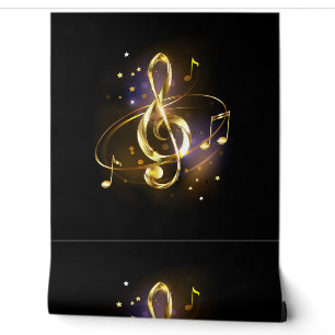 Gold Treble Clef Music Wallpaper