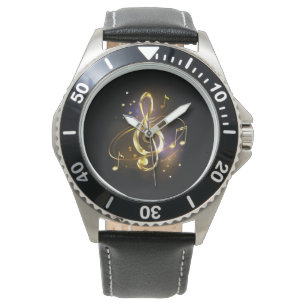 Gold Treble Clef Music Watch