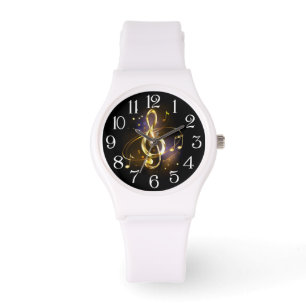 Gold Treble Clef Music Watch