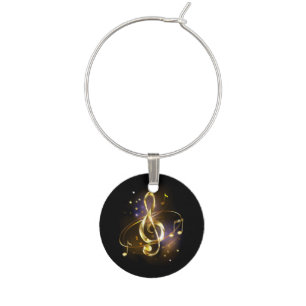 Gold Treble Clef Music Wine Charm