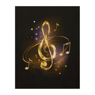 Gold Treble Clef Music Wood Wall Art