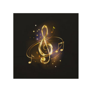 Gold Treble Clef Music Wood Wall Art