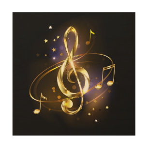 Gold Treble Clef Music Wood Wall Art