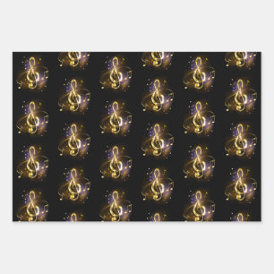 Gold Treble Clef Music Wrapping Paper Sheets