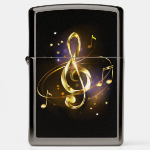 Gold Treble Clef Music Zippo Lighter